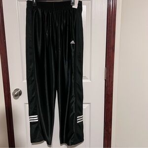 Adidas Men’s Tear Away Black Shiny Track Pants Full Snap Size Large